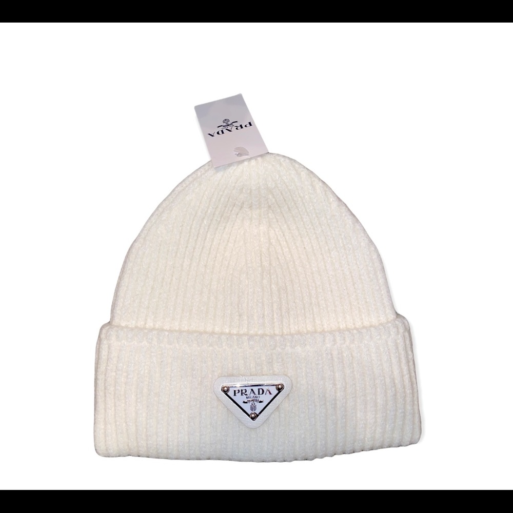 White Prada Beanie
